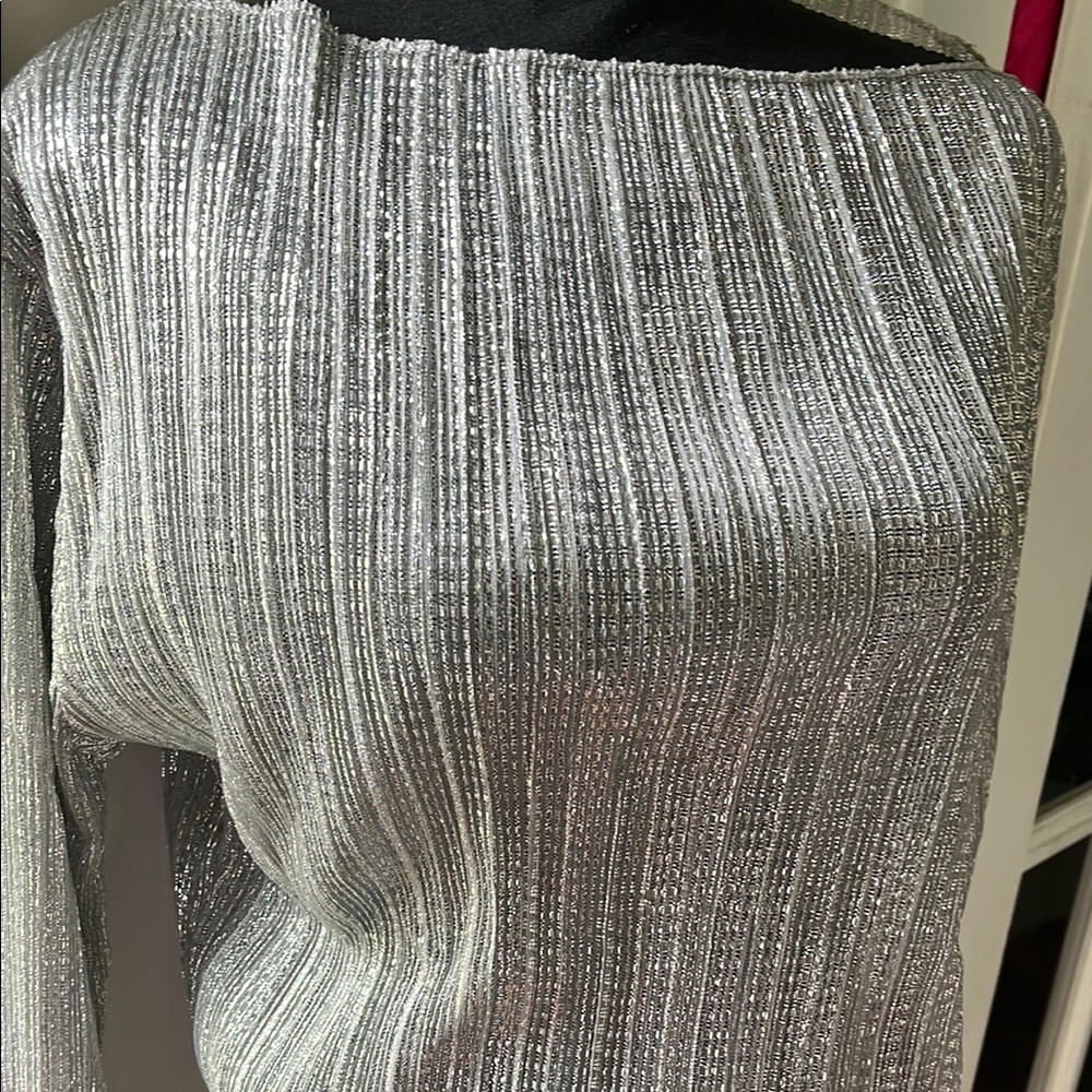 J. Crew Silver Metallic Blouse - Picture 4 of 7